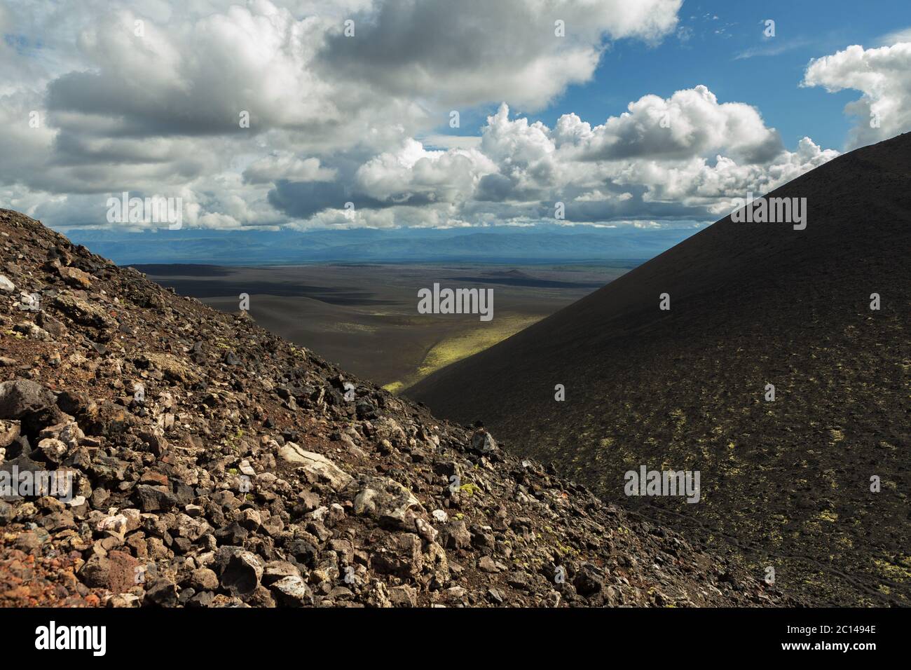Wandern Wanderweg Aufstieg zum Norden Durchbruch große Tolbachik Fissur Eruption 1975 Stockfoto