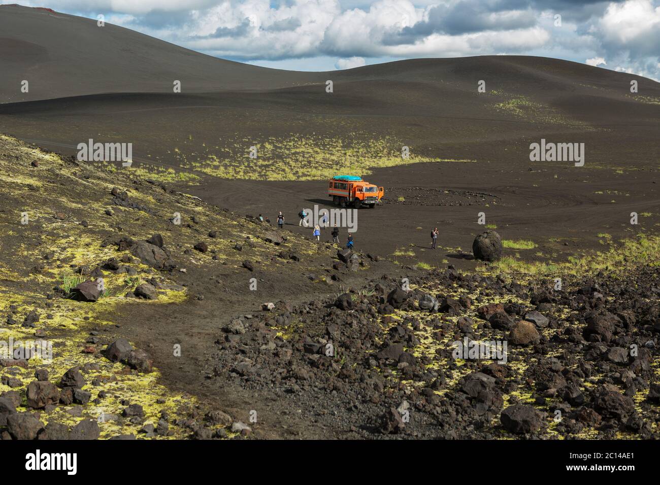Wandern Wanderweg Aufstieg zum Norden Durchbruch große Tolbachik Fissur Eruption 1975 Stockfoto