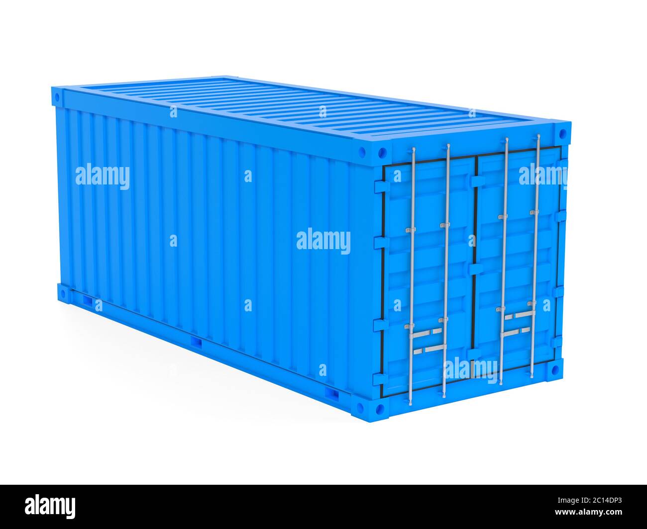 Frachtcontainer. Blauer intermodaler Behälter. 3d-Rendering-Illustration isoliert auf weißem Hintergrund Stockfoto
