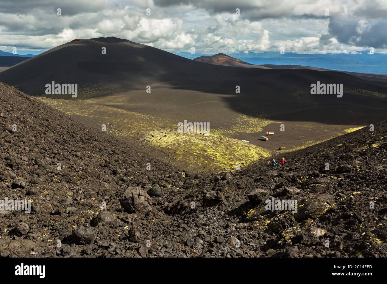 Wandern Wanderweg Aufstieg zum Norden Durchbruch große Tolbachik Fissur Eruption 1975 Stockfoto