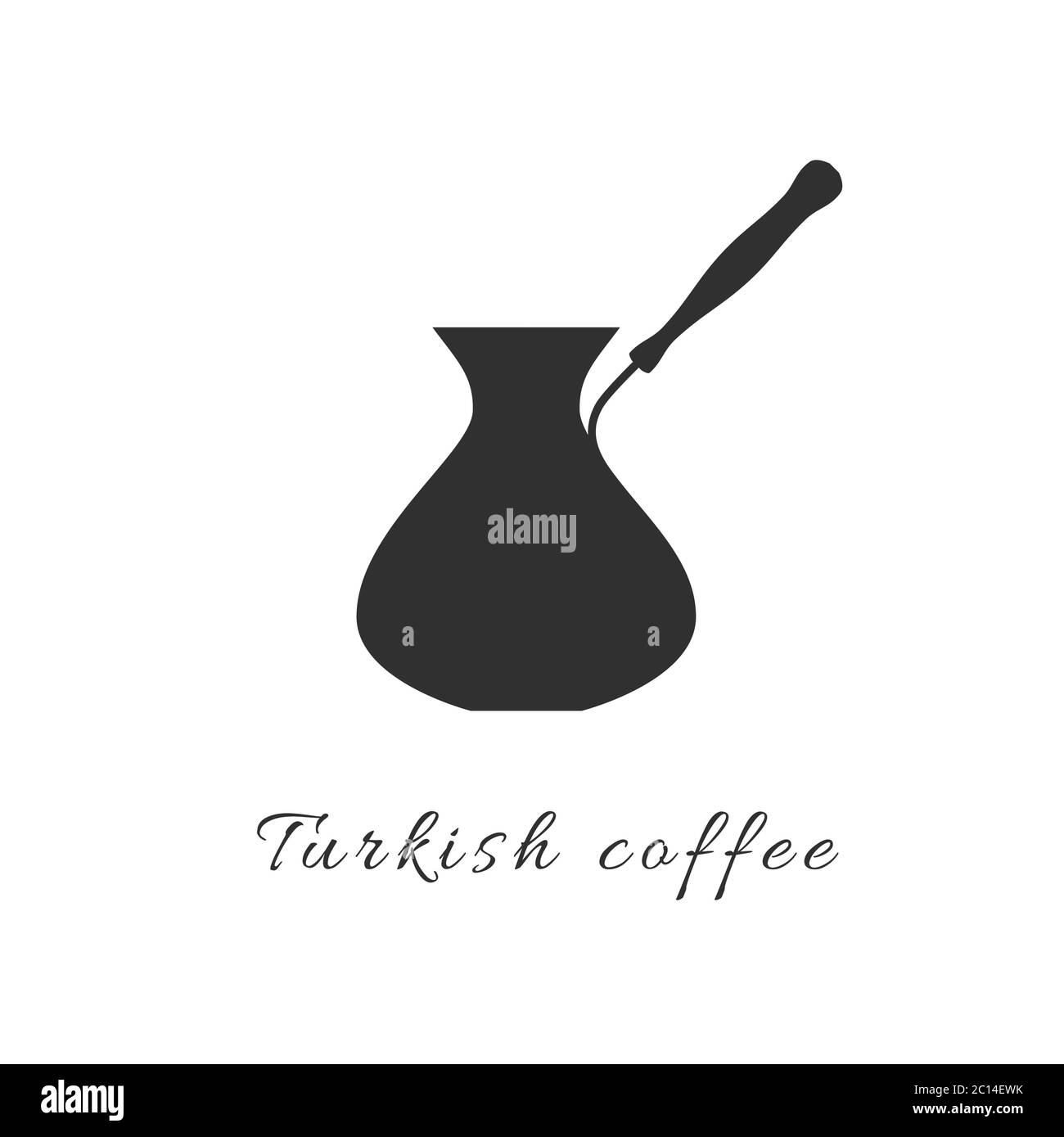 Türkischer Kaffee Cezve. Einfache Vektor Kaffee brauen Topf Symbol. Grafische Silhouette. Isolierte Abbildung. Traditionelles zypriotische Getränk Stock Vektor