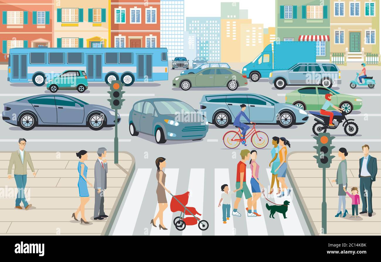 Der Straßenverkehr in der Stadt, Abbildung Stock Vektor