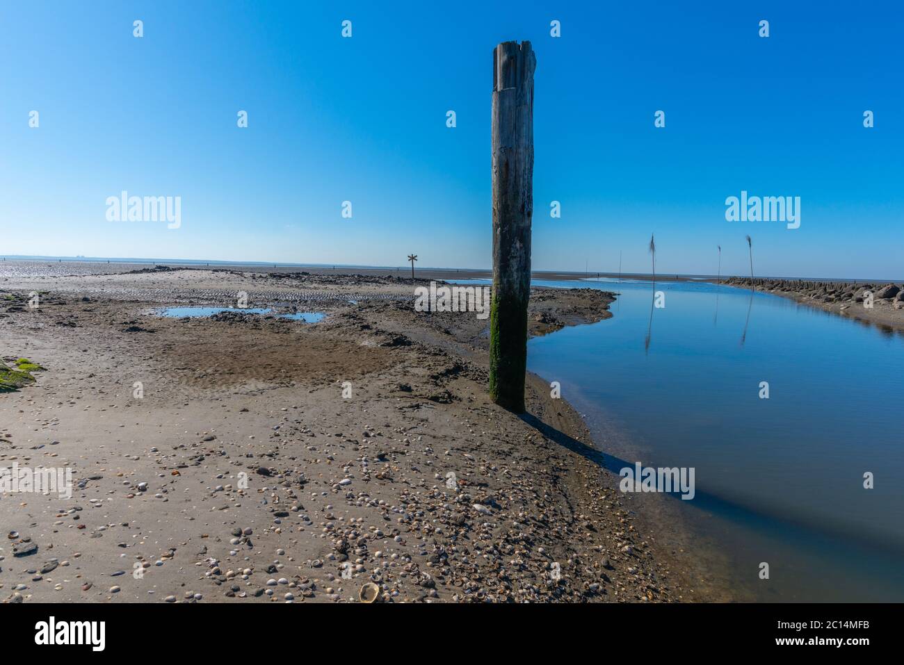 Gezeitenbäche im wattenmeer bei Ebbe, Nordsee bei Neuwerk, Bundesland Hamburg, Norddeutschland, UNESCO-Welterbe Stockfoto