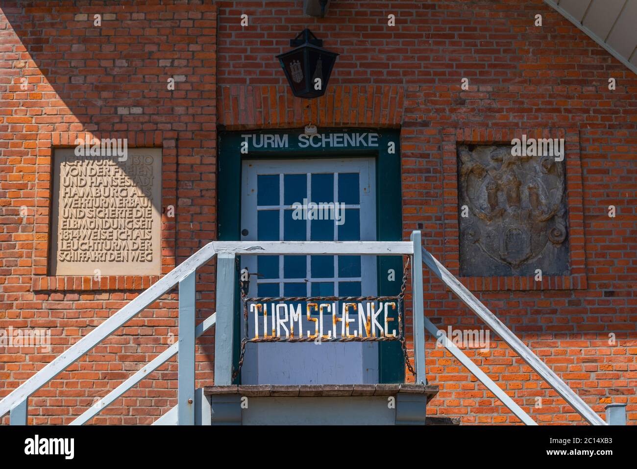 Restaurant im ältesten Leuchtturm Deutschlands, erbaut 1380, Nordseeinsel Neuwerk, Bundesland Hamburg, Deutschland, UNESCO-Weltkulturerbe Stockfoto