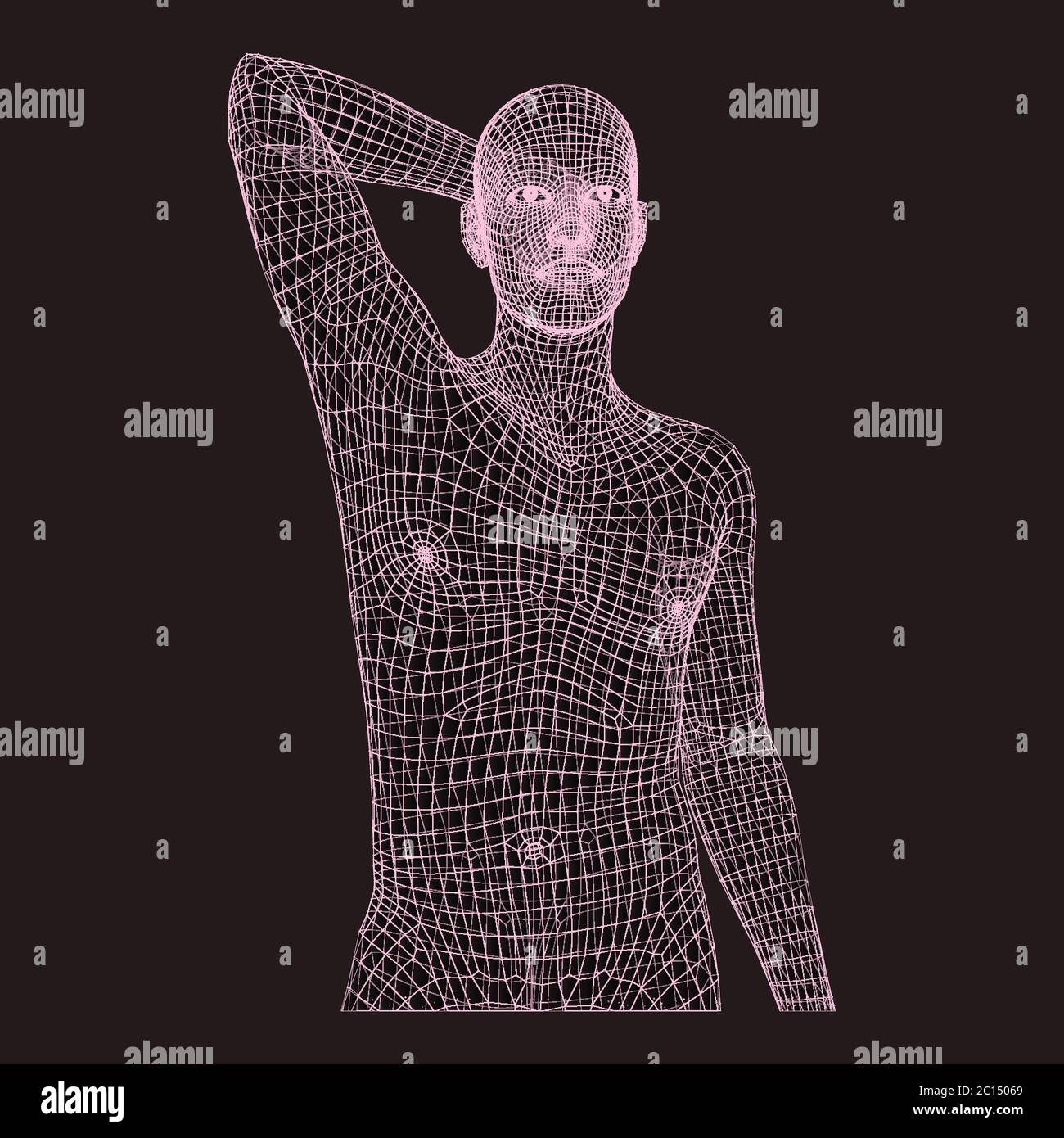 Mann in einem Denker darstellen. 3D-Modell des Menschen. Geometrischen Design. Wirtschaft, Wissenschaft, Psychologie oder Philosophie Vektor Illustration. Stock Vektor