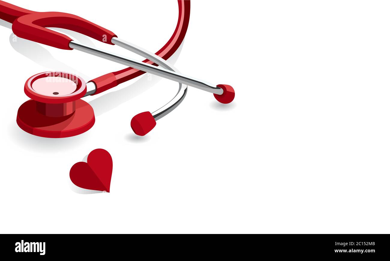 Vektordarstellung eines roten Stethoskops. Geeignet für Designelemente von Gesundheitskampagnen, Krankheitsscreening-Dienstleistungen und Patientenversorgung. Stock Vektor