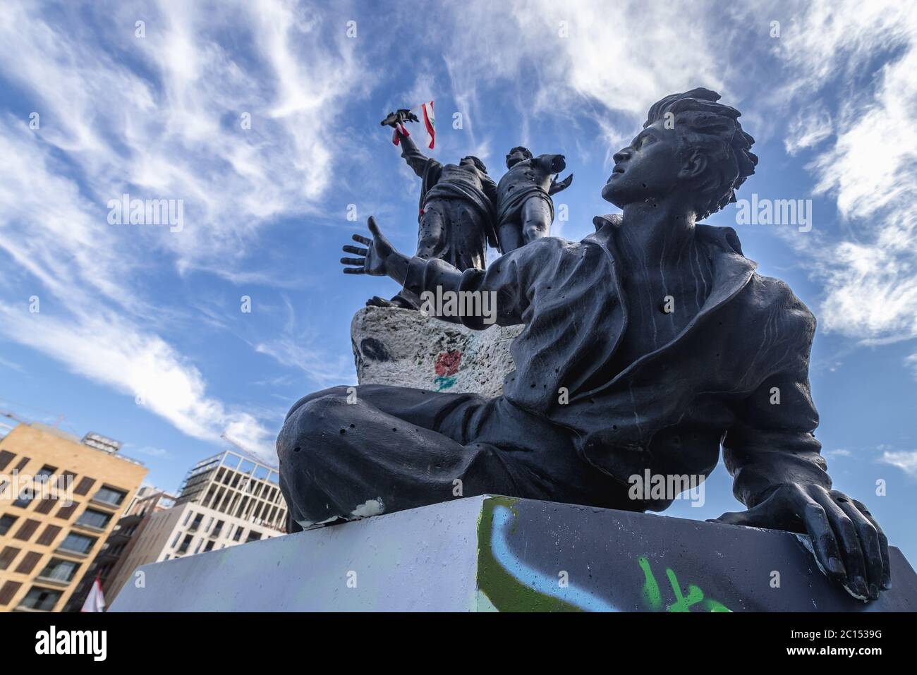 Denkmal auf dem Martyrs Square entworfen von italienischen Bildhauer Marino Mazzacurati in der Innenstadt von Beirut, Libanon Stockfoto