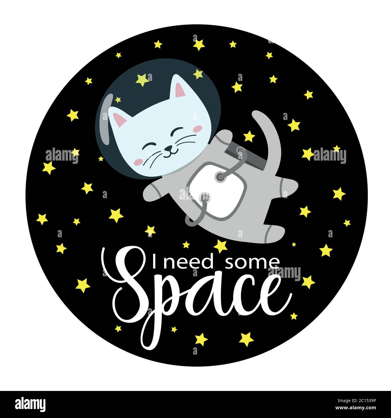 Nette Katze Astronaut mit " Ich brauche etwas Platz " Text Stock Vektor