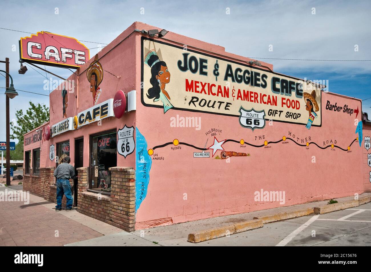 Karte der Route 66 im Joe & Aggies Cafe in Holbrook, Arizona, USA Stockfoto