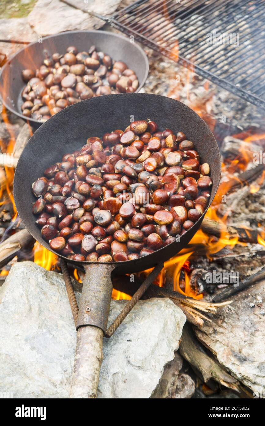 Geröstete Kastanien Stockfoto