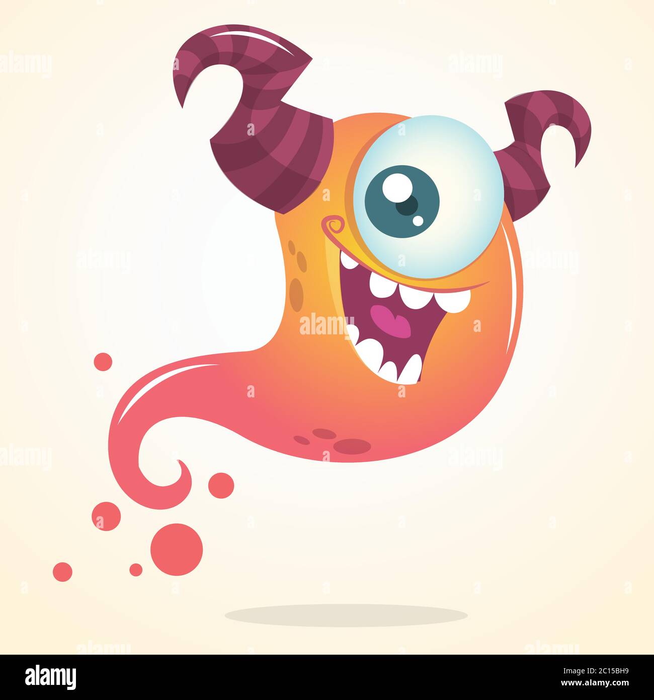 Cute cartoon rosa Ghost mit zwei Hörnern und einem Auge. Vektor Halloween Charakter Stock Vektor