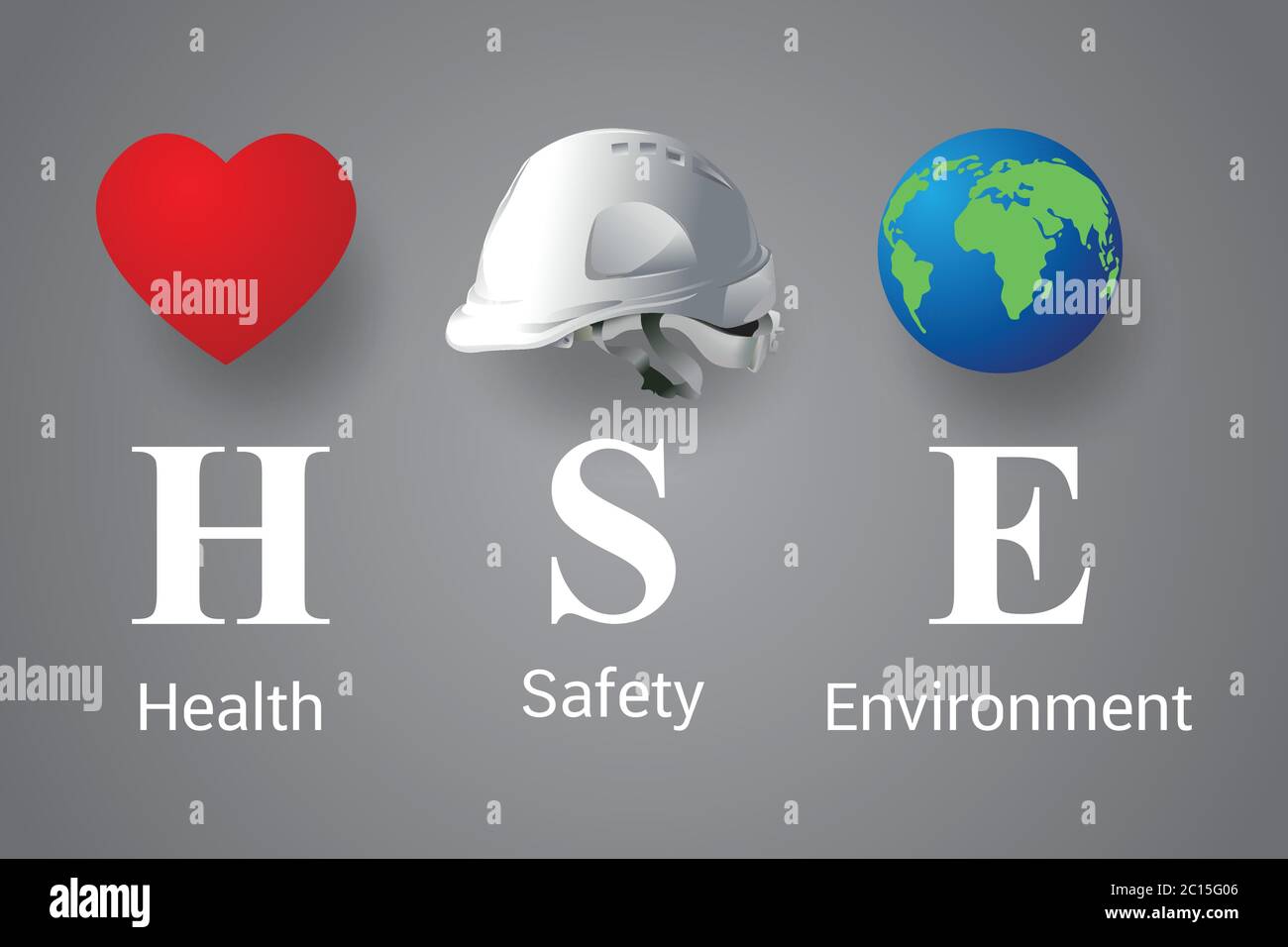 HSE-Konzept, Health Safety Environment Akronym, Vektor-Design Stock Vektor