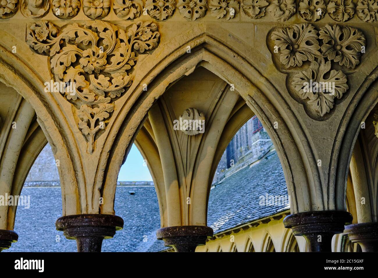 Frankreich, Normandie, Manche, Bucht von Mont Saint-Michel UNESCO-Weltkulturerbe, Abtei von Mont Saint-Michel, das Kloster Stockfoto