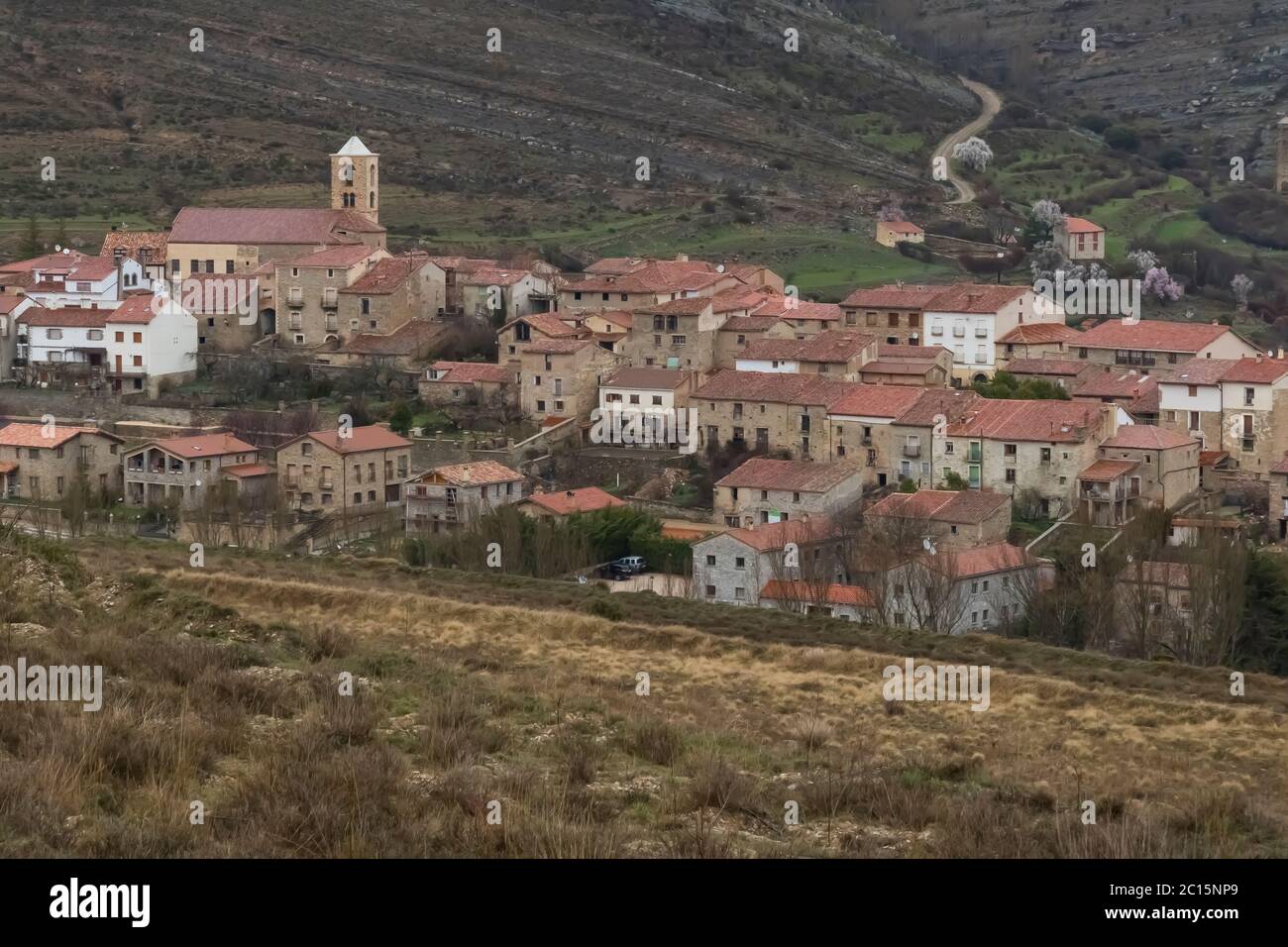 Yanguas ist ein wunderschönes Dorf in der Provinz Soria, Spanien. Stockfoto