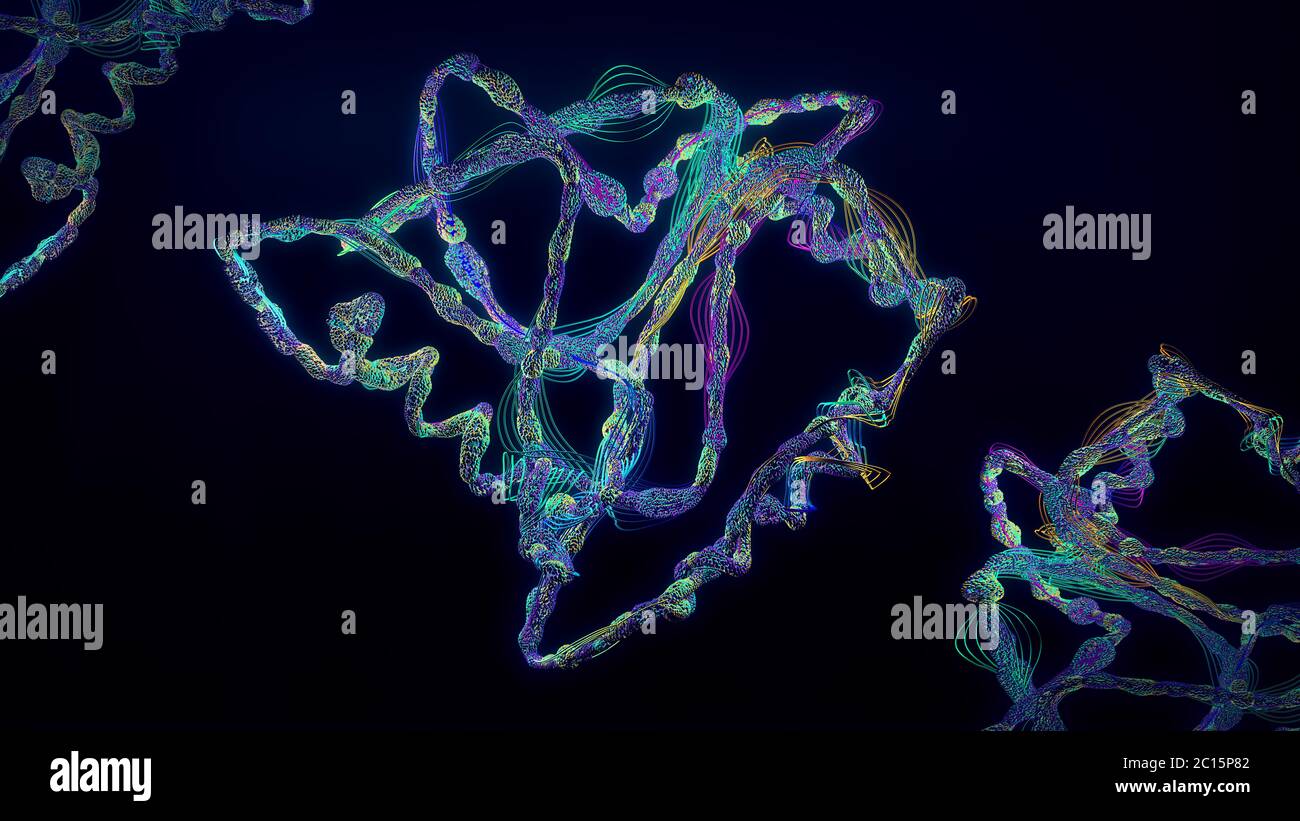 Kette von Aminosäure oder Biomolekülen namens Protein - 3d-Illustration Stockfoto