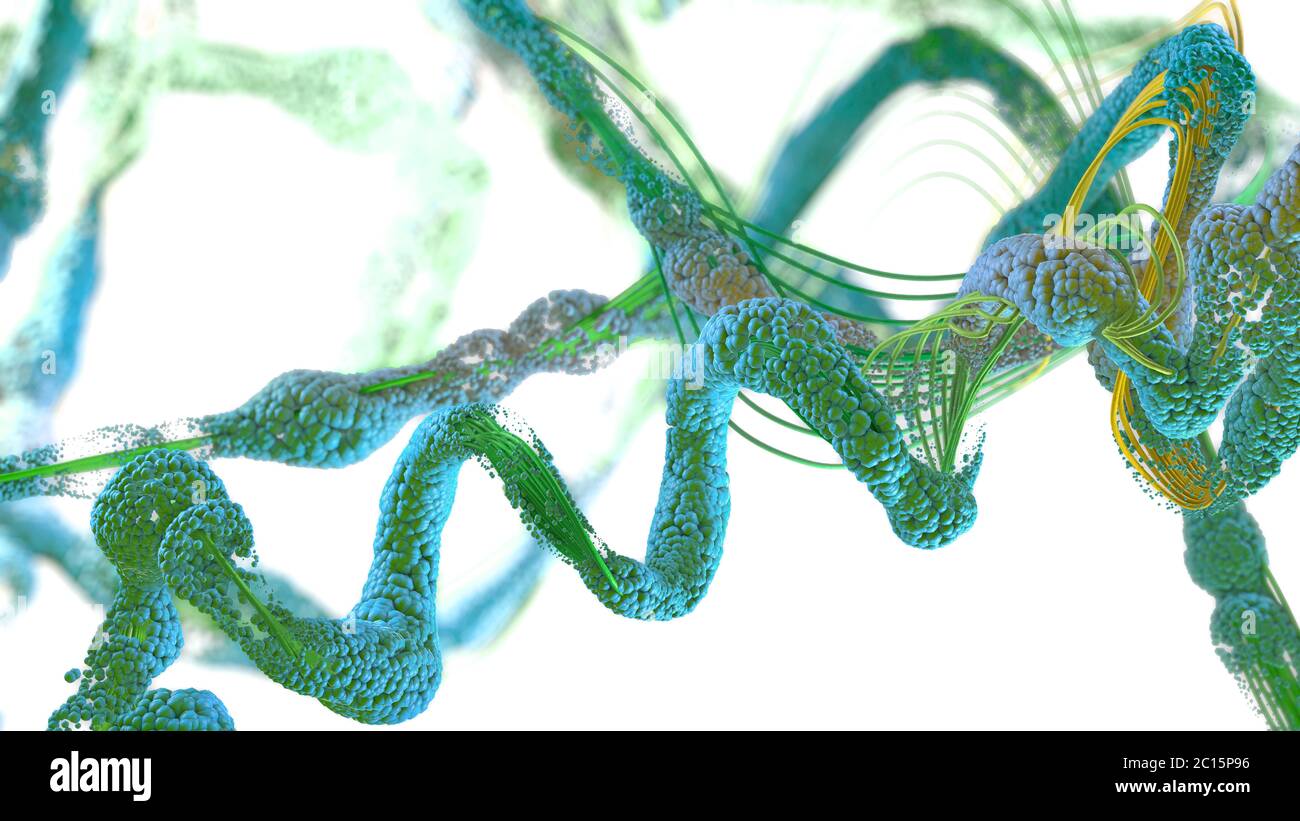 Kette von Aminosäure oder Biomolekülen namens Protein - 3d-Illustration Stockfoto