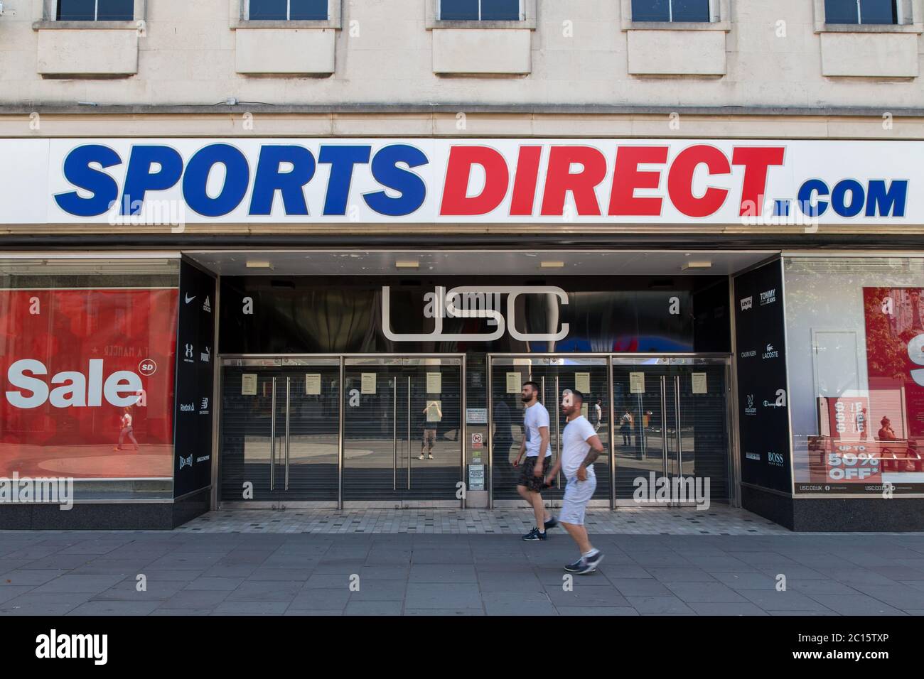 SportsDirect-Shop-Geschäft wegen Sperrung durch Coronavirus geschlossen, Southampton Stockfoto