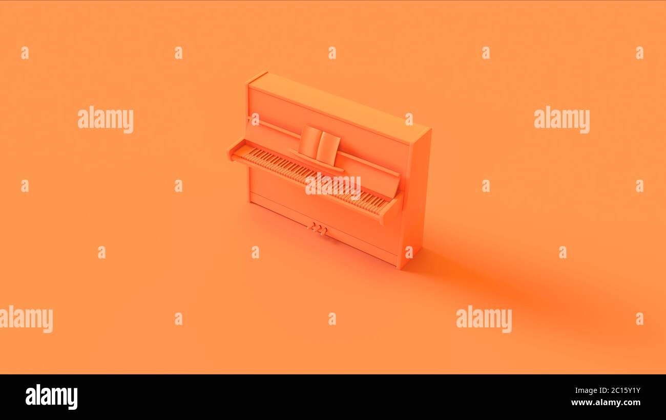 Orange Classic Upright Piano 3D Abbildung 3D Rendern Stockfoto