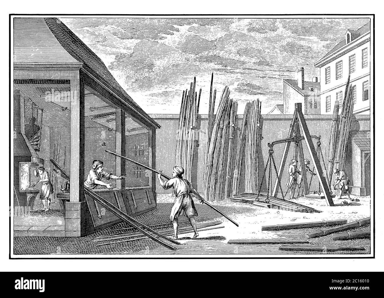 Illustration einer Eisenwerkstatt aus dem 18. Jahrhundert. Veröffentlicht in 'EINE Diderot bildliche Enzyklopädie des Trades und der Industrie. Fertigung und Techni Stockfoto