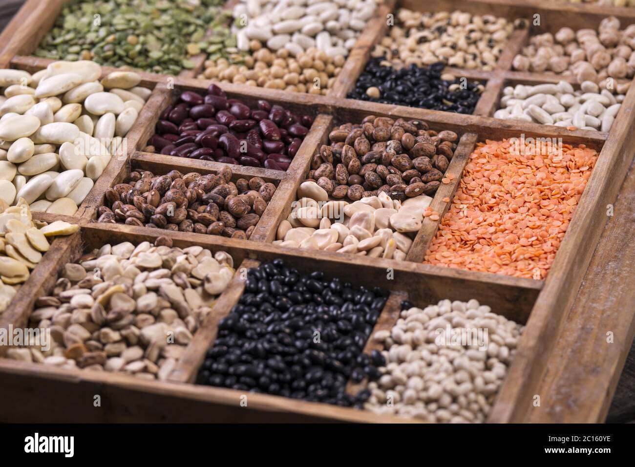 Samen von Hülsenfrüchten gemischt Stockfoto