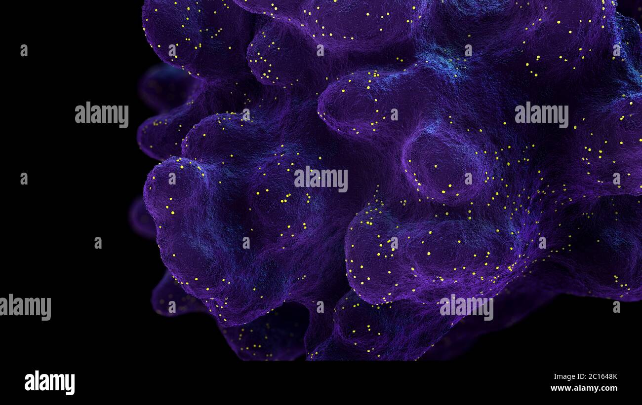 Zelle infiziert mit Viruspartikeln verursacht Zelltod- 3d-Illustration Stockfoto