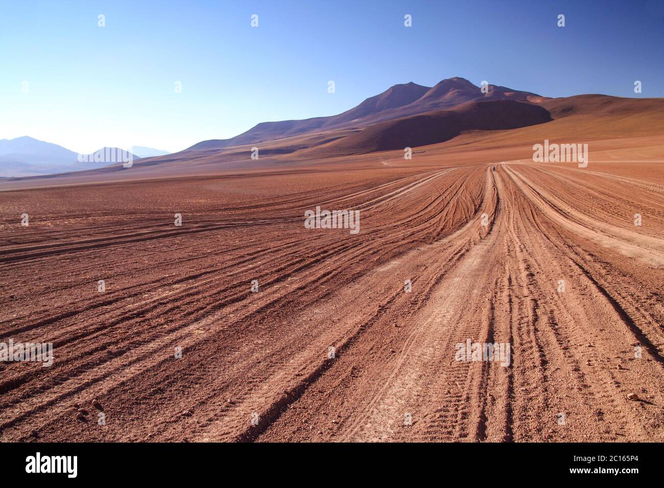 Wellpappe Straße im Altiplano Stockfoto