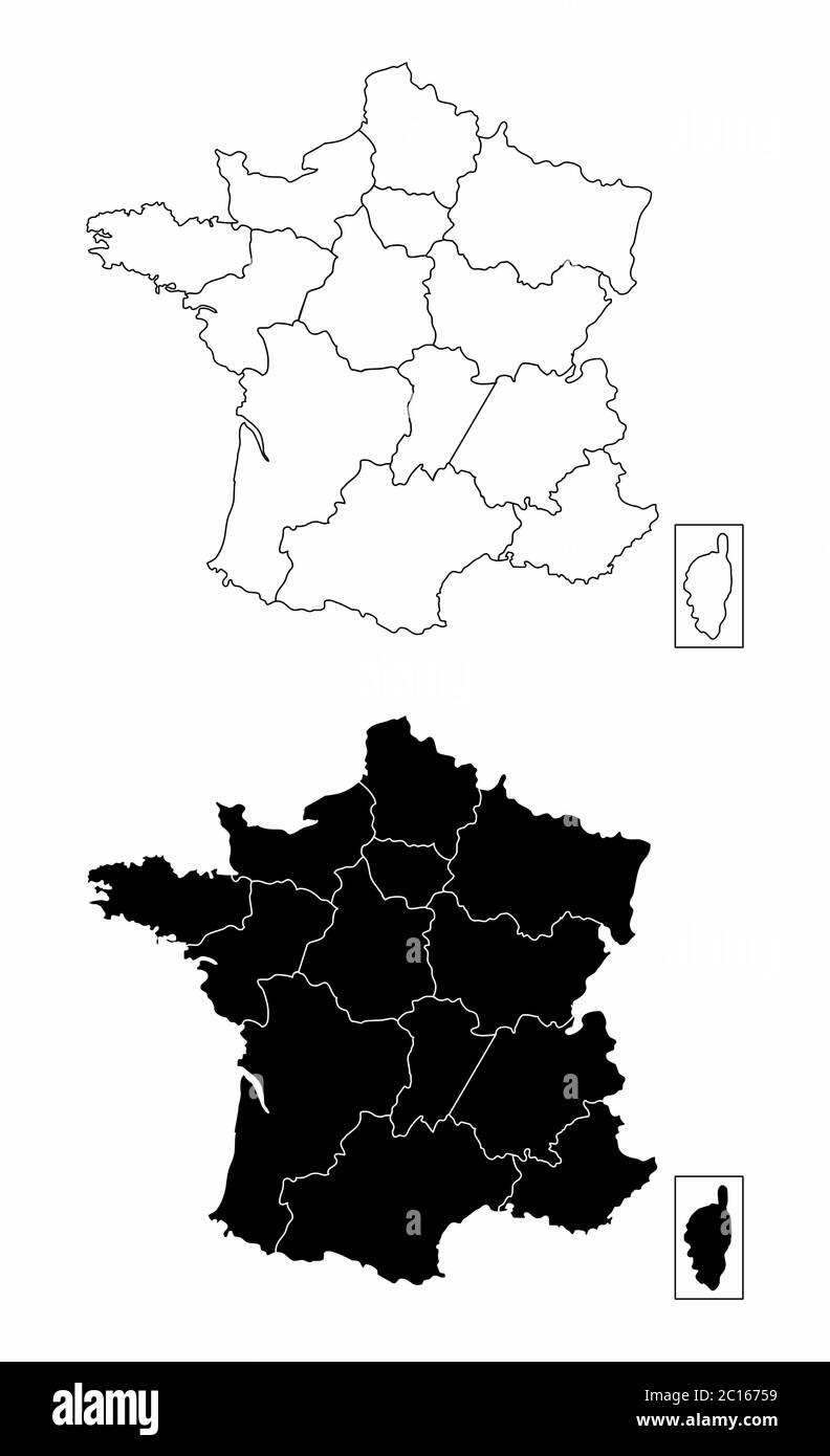 Frankreich Regionen Karten Stock Vektor