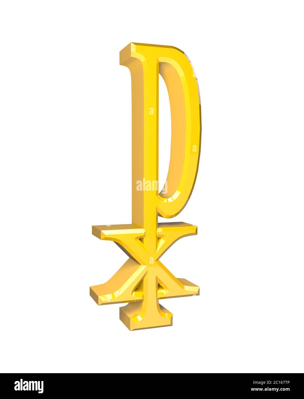 Labarum Zeichen christentum Chi Rho Symbol Christus griechisch weiß Hintergrund Gold 3d Rendering Illustration Stockfoto