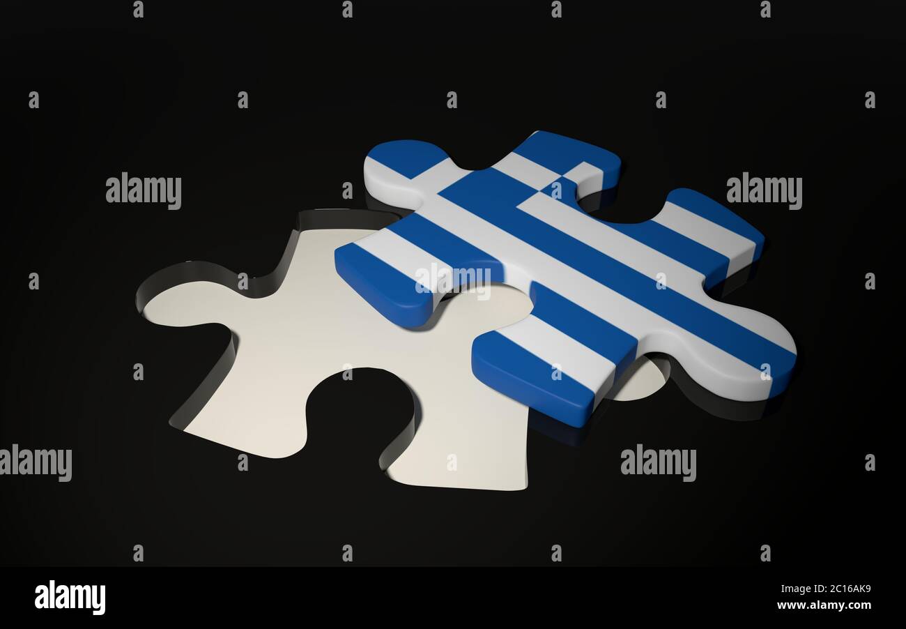 Griechische Flagge Puzzle Stück - Flagge von Griechenland. Stockfoto
