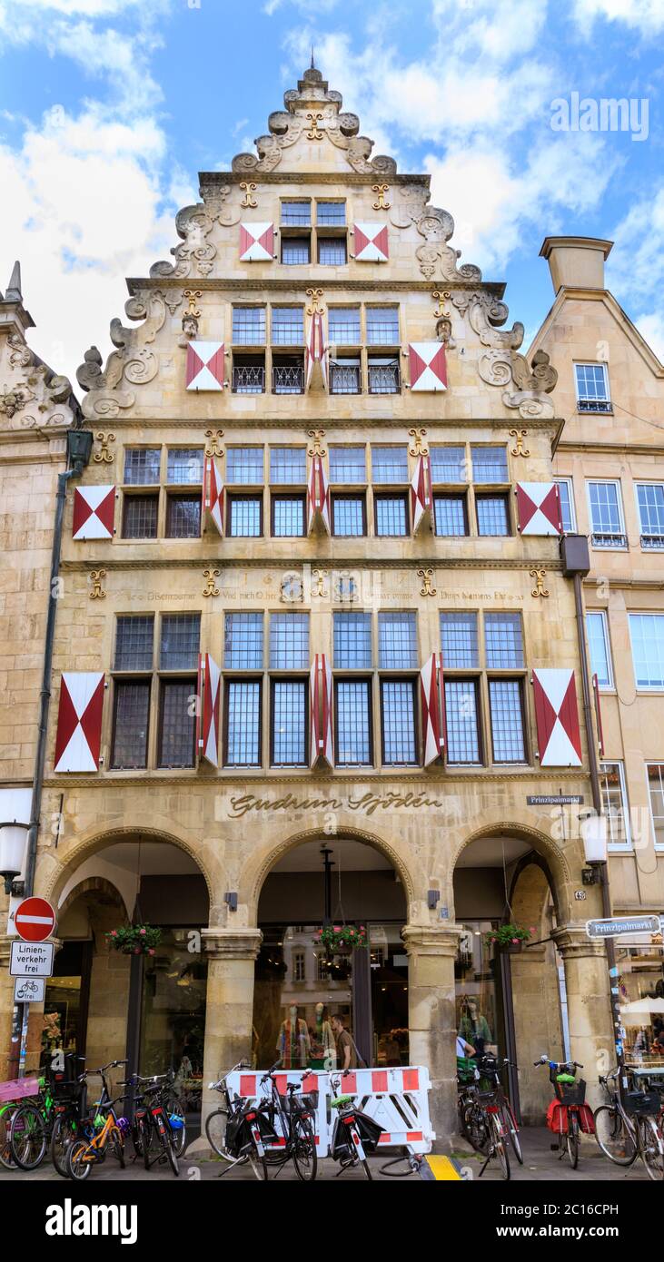 HHE historische Gebäude des Prinzipalmarktes, Münster, Deutschland Stockfoto