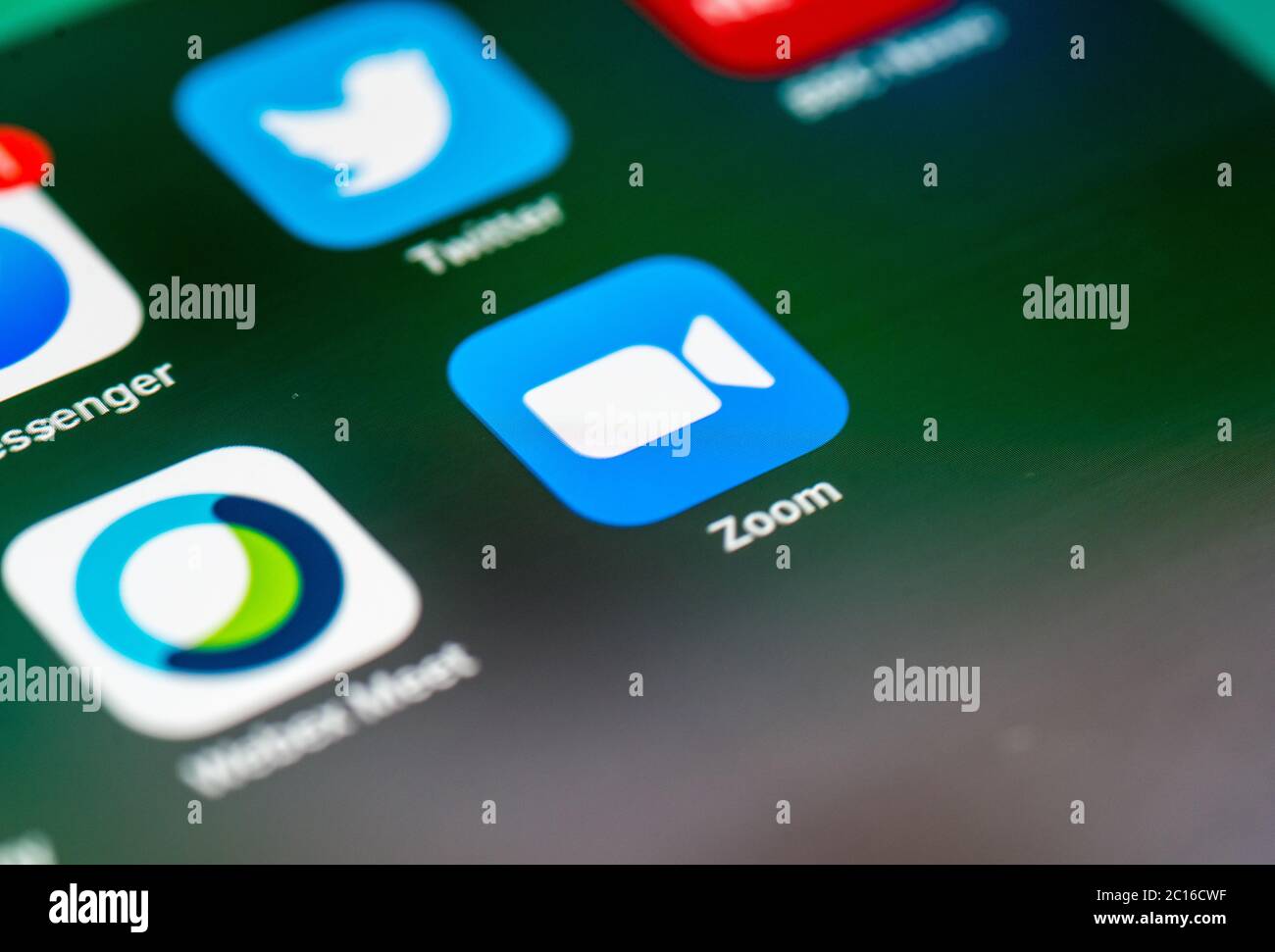 Zoom-App auf dem ipad Stockfoto