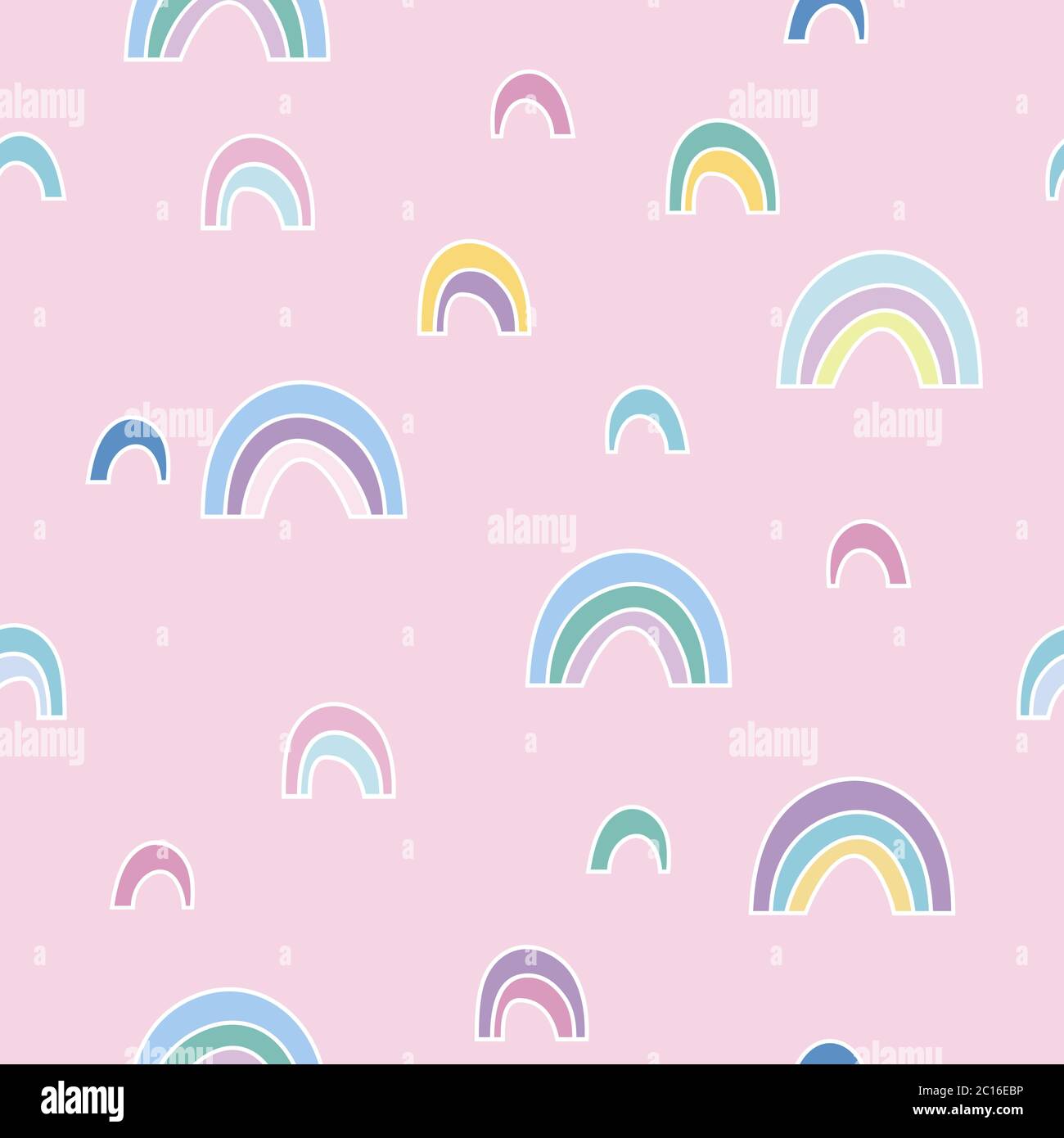 Vektor nahtlose Muster mit niedlichen Regenbogen-ähnliche abstrakte Formen mit sanften Farben Stock Vektor