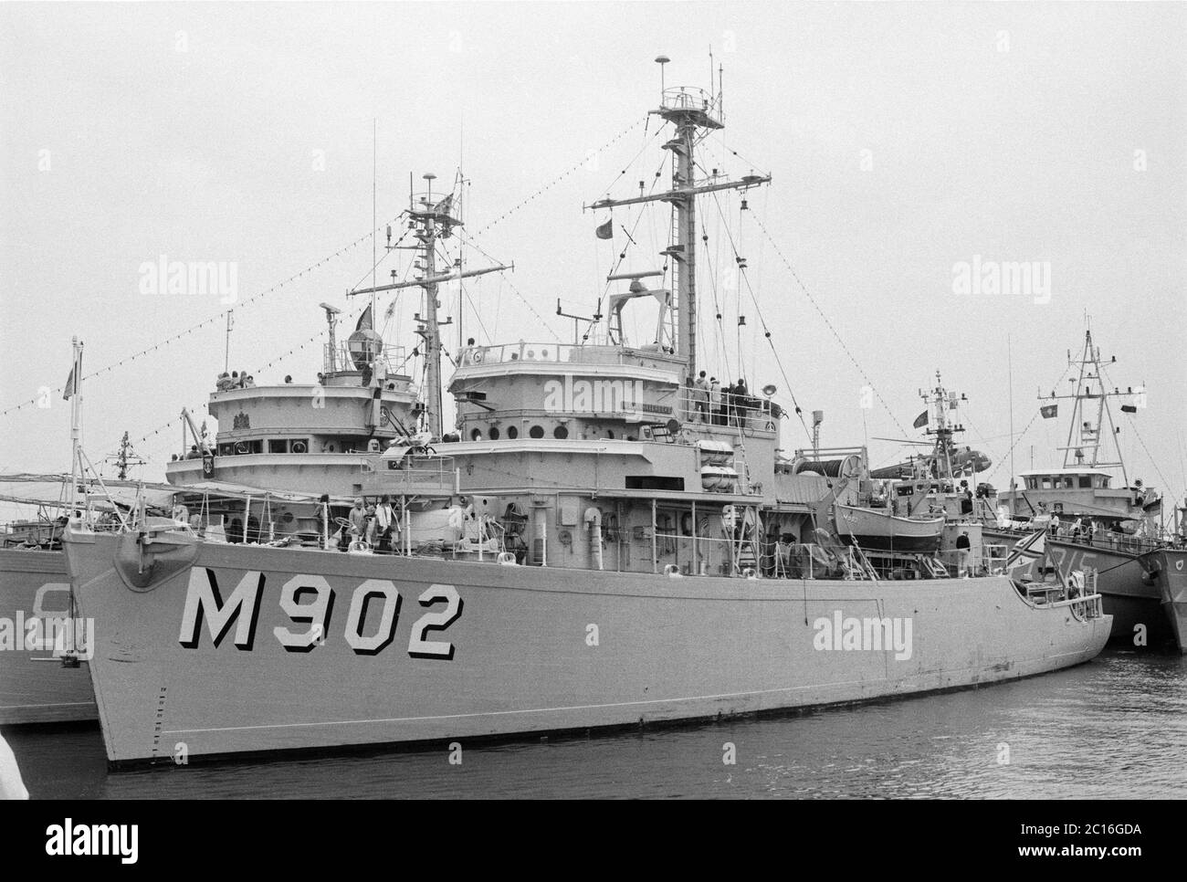 M 902, MSO-Klasse Minenwart Van Haverbeke, Belgische Marine zu Besuch auf Marinebasis, Borkum Island, 22. August 1981, Niedersachsen, Deutschland Stockfoto
