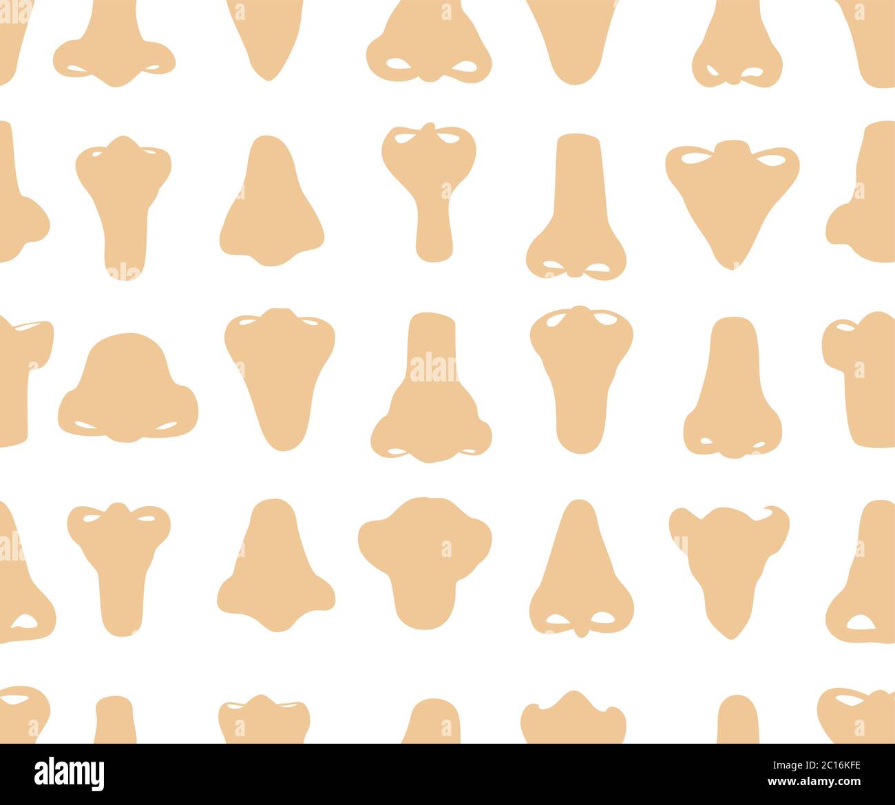 Nahtlose Vektor-Muster von Hand gezeichneten Illustrationen von verschiedenen Formen von Nasen. Stock Vektor