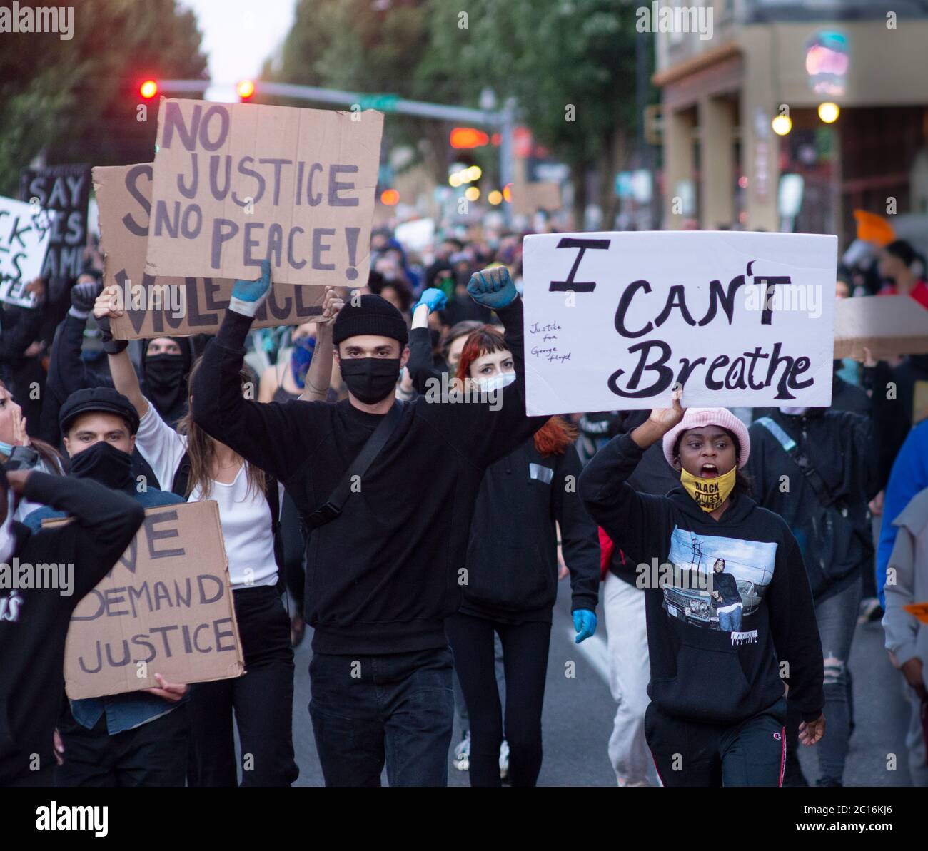 Junge Demonstranten in Portland, Oregon Stockfoto