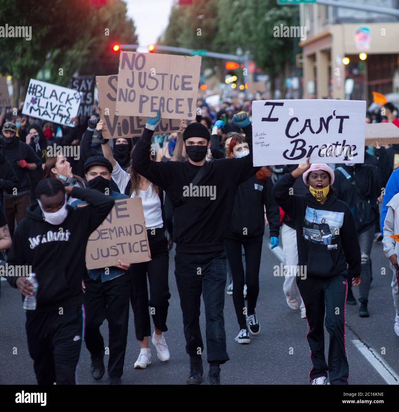 Junge Demonstranten in Portland, Oregon Stockfoto