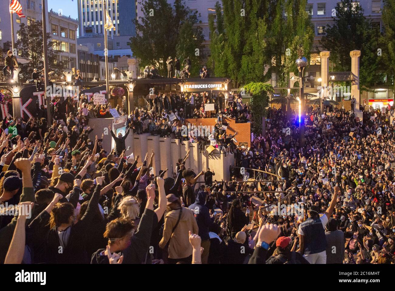Pioneer Square Protest in Portland, Oregon Stockfoto