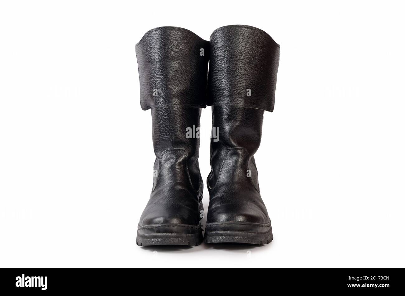 Herren schwarze Stiefel auf weißem Hintergrund Stockfotografie - Alamy