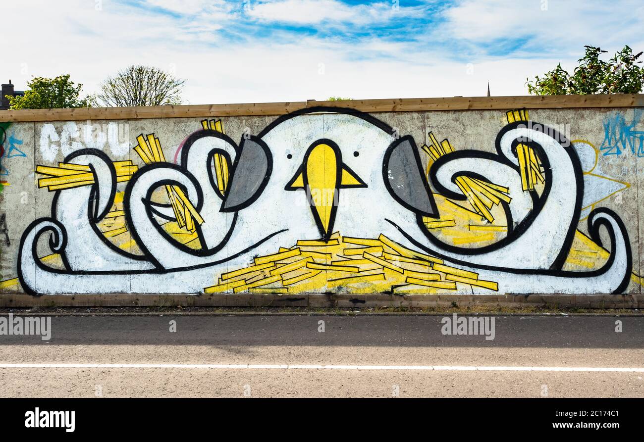 Kunstwerk von Dundee graffitti Künstler C Gull, Dundee, Schottland, Vereinigtes Königreich. Stockfoto