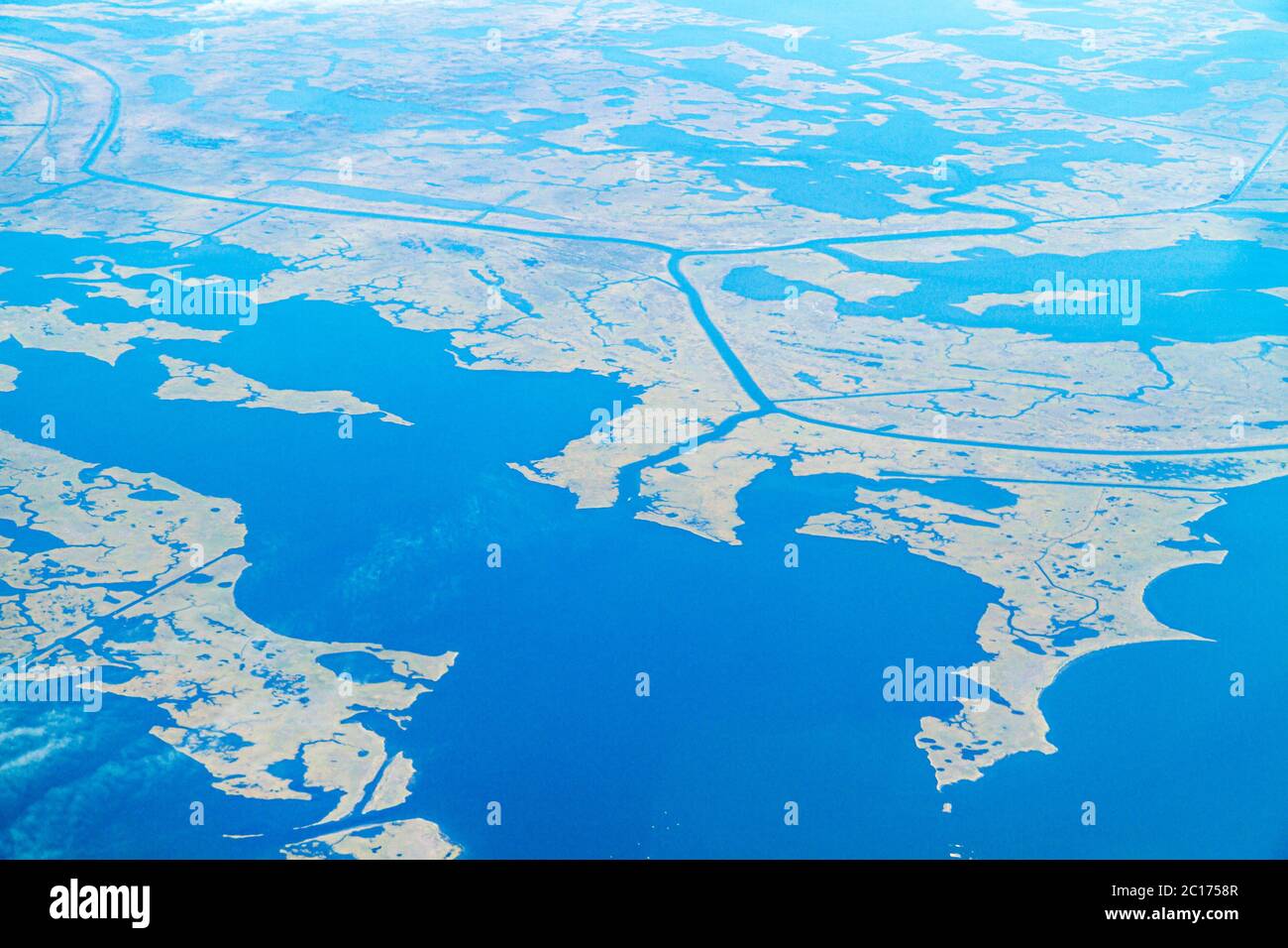 Louisiana South, St. Bernard Parish, New Orleans, Mississippi River Delta,  Lake Eloi, Luftaufnahme Von Oben, American Airlines Miami Nach New Orlean  Stockfotografie - Alamy
