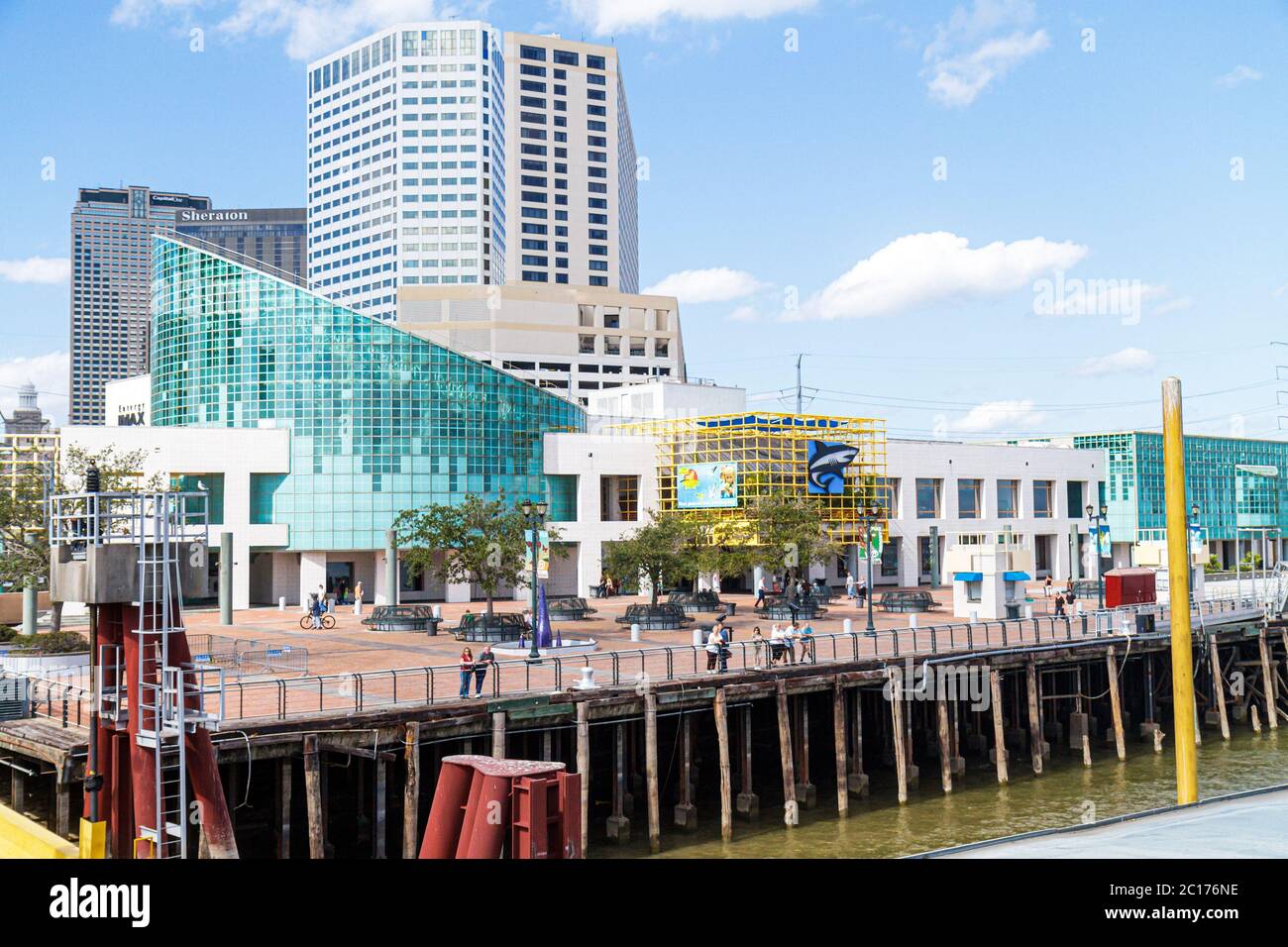 New Orleans Louisiana, Mississippi River, Canal Street Ferry, Algier, Crescent City Connection Division, CCCD, Fähre, Navigation, Autofähre, Flug, Pass Stockfoto