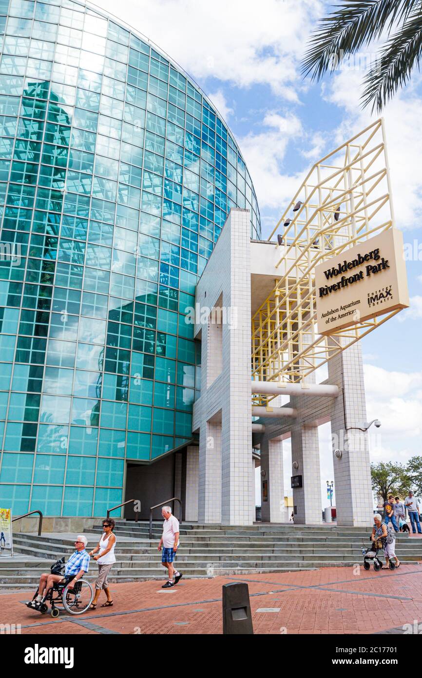 New Orleans Louisiana, Woldenberg River Waterfront Park, Audubon Aquarium of the Americas, moderne Architektur, Gebäude, Außenfassade, Eingang, f Stockfoto