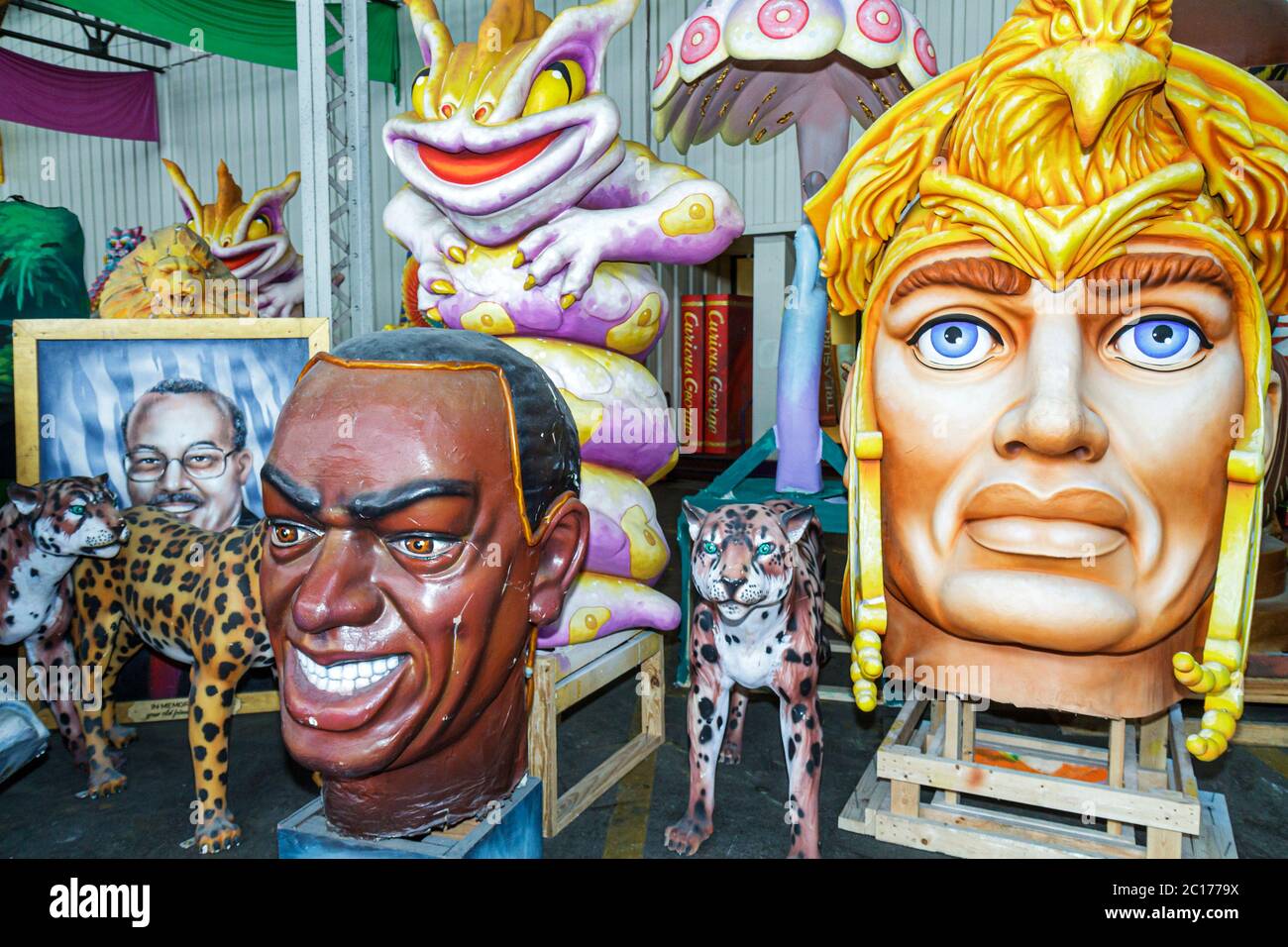 New Orleans Louisiana, Hafen von New Orleans, Blaine Kern's Mardi Gras World, Attraktion, Karnevalsausstellung, Designstudio, Requisiten, Statue, Parade Floa Stockfoto