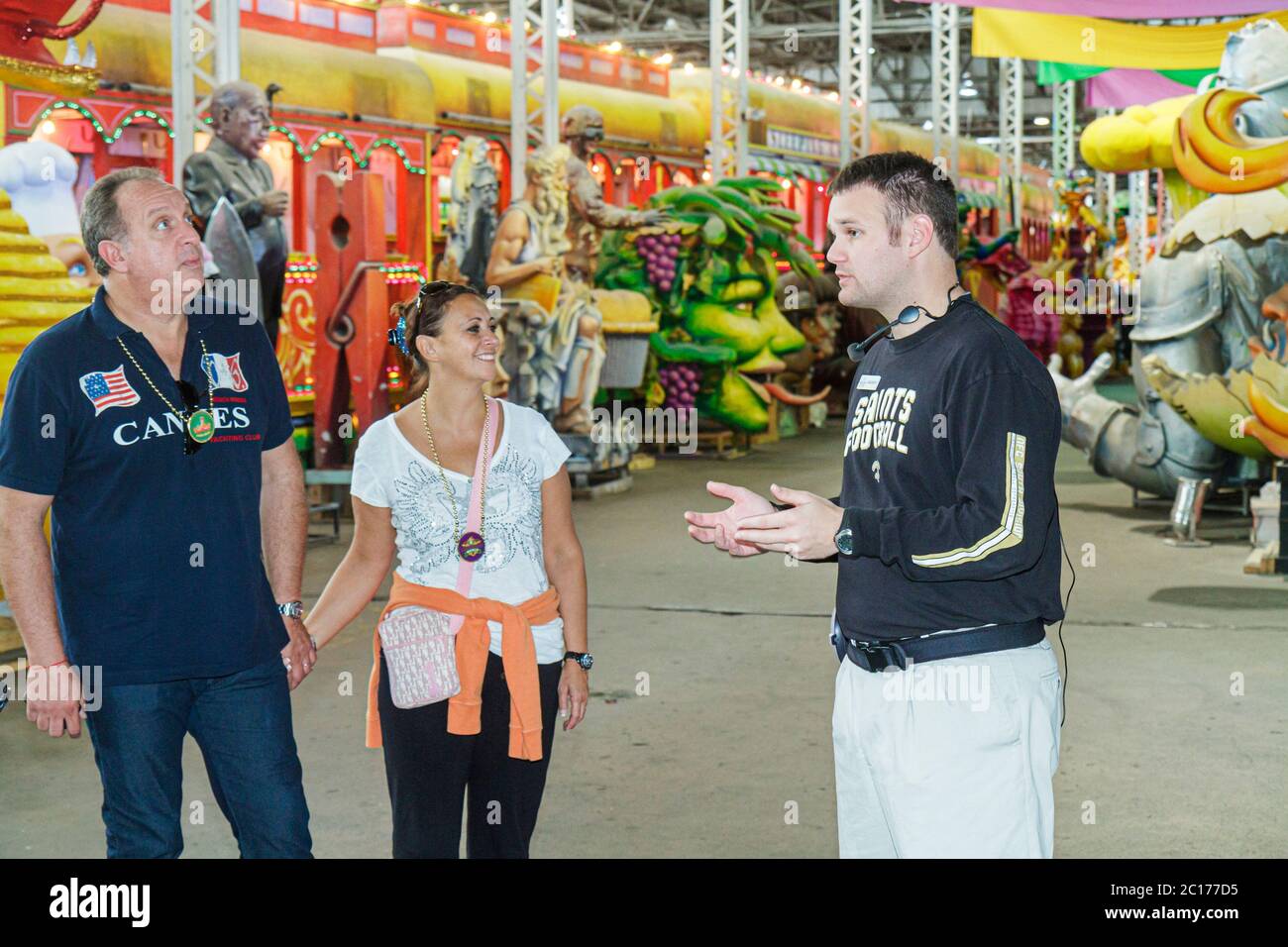 New Orleans Louisiana, Hafen von New Orleans, Blaine Kern's Mardi Gras World, Attraktion, Karnevalsausstellung, Designstudio, Requisiten, Statue, Parade Festwagen machen, fa Stockfoto