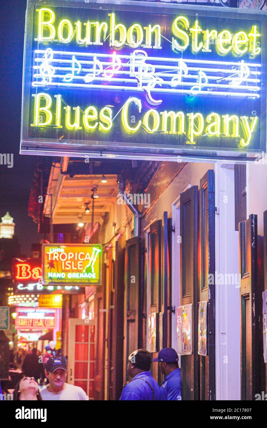 New Orleans Louisiana, French Quarter, Bourbon Street, Bourbon Street Blues Company, Bar Bars Lounge Pub, Nachtclub, Nachtleben, alkoholische Getränke Bevera Stockfoto