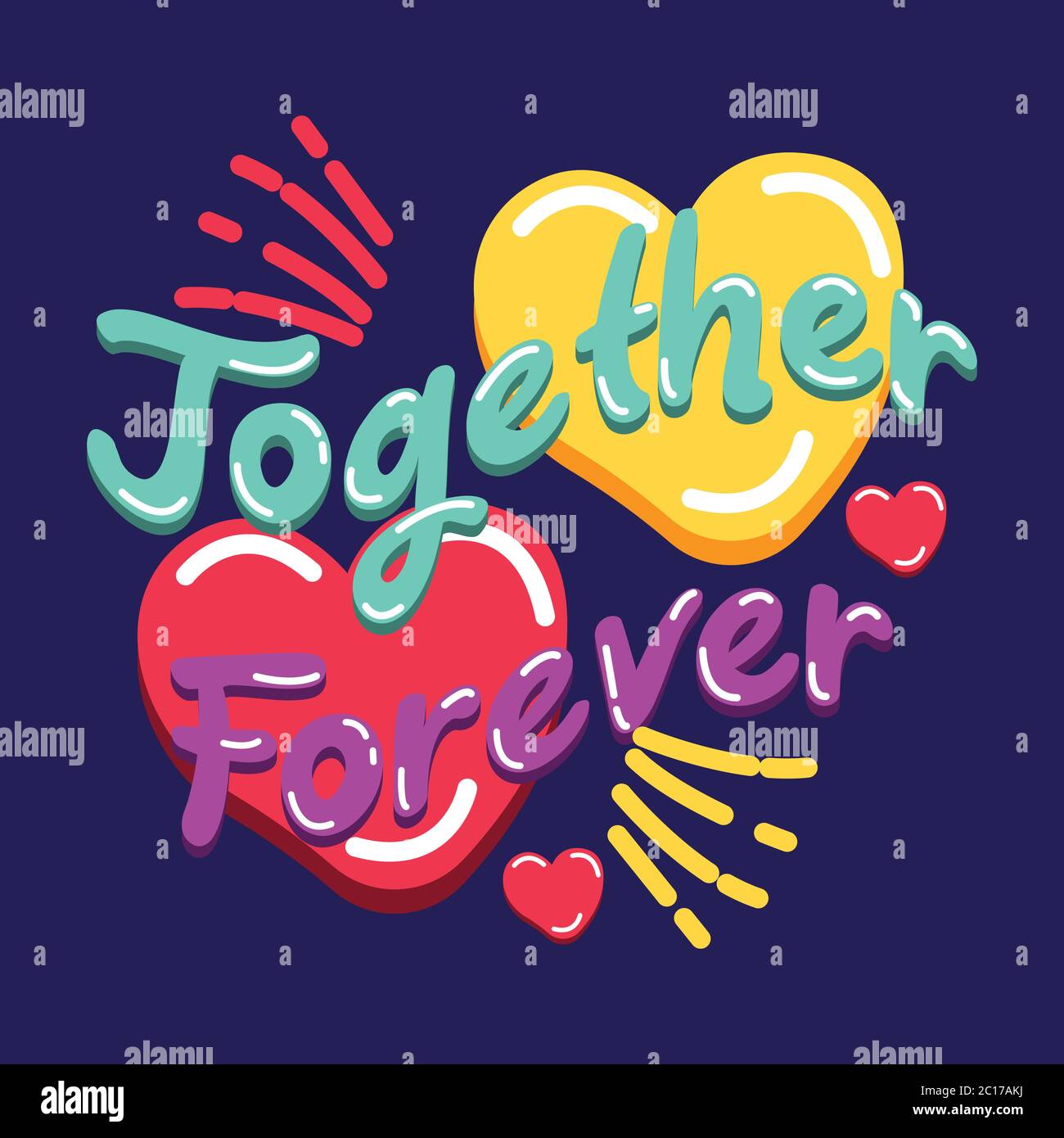 Inspirierendes Zitat "Together Forever" für Liebe Hintergrund Konzept Stock Vektor