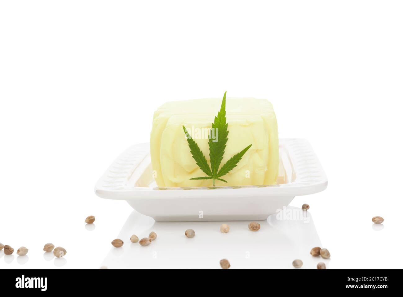 Ganja Butter mit Blatt Stockfoto