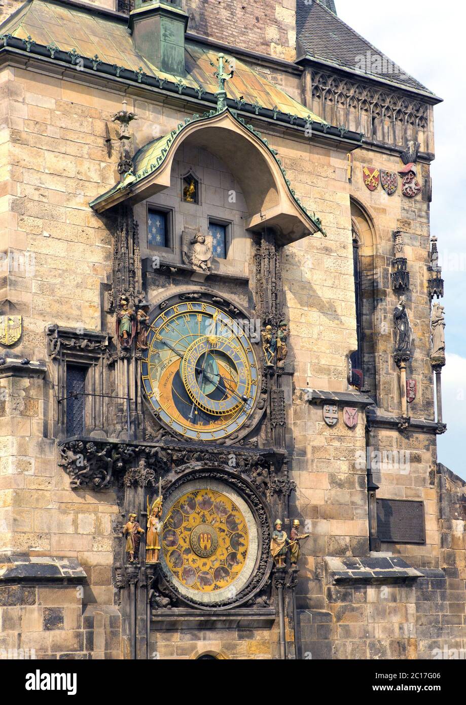 Orloj, historische mittelalterliche astronomische Uhr, altes Rathaus, Prag, Tschechische Republik Stockfoto