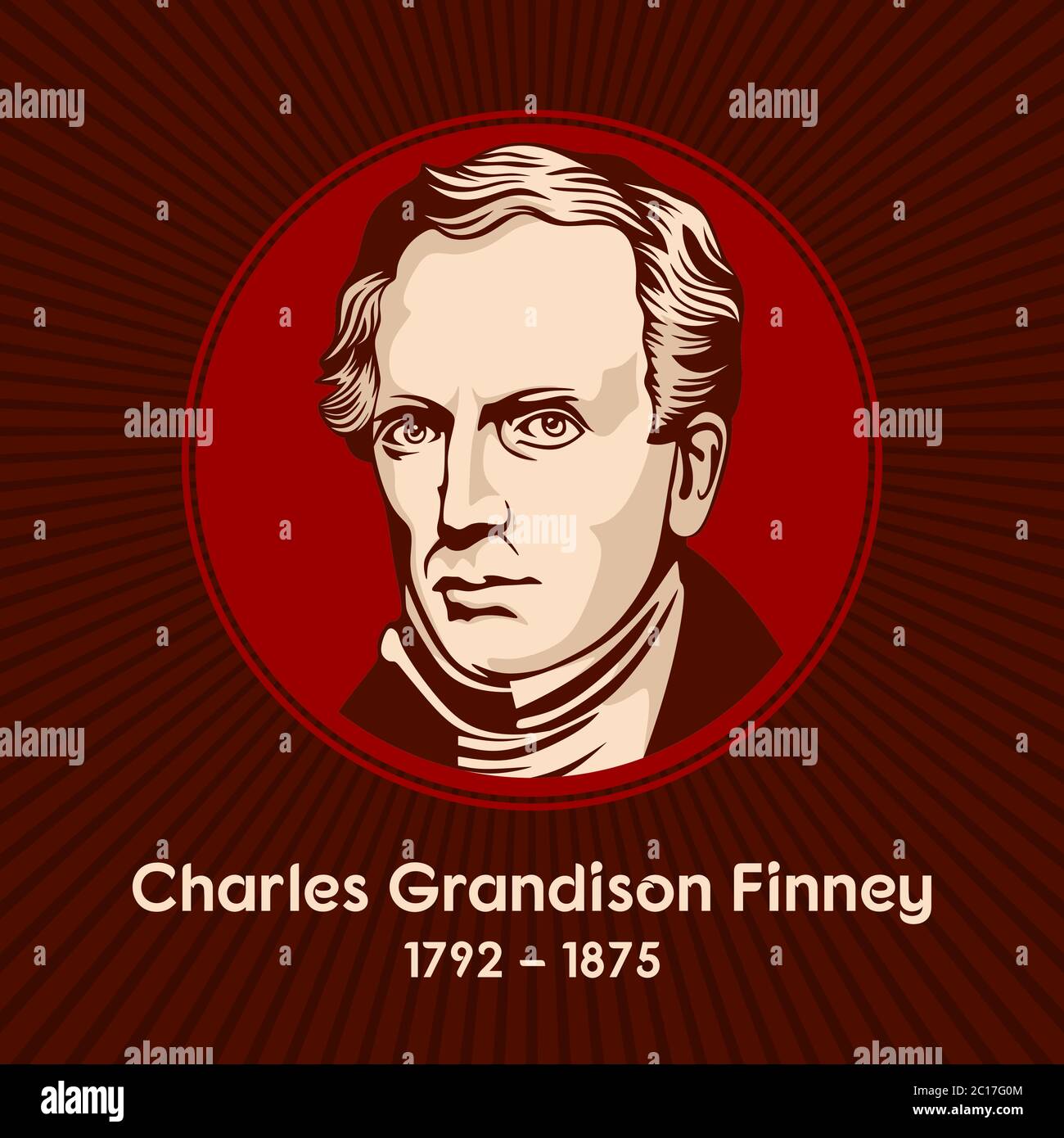 Charles Grandison Finney (1792-1875) war ein amerikanischer presbyterianischer Minister und Führer in der zweiten großen Erweckung in den Vereinigten Staaten. Stock Vektor