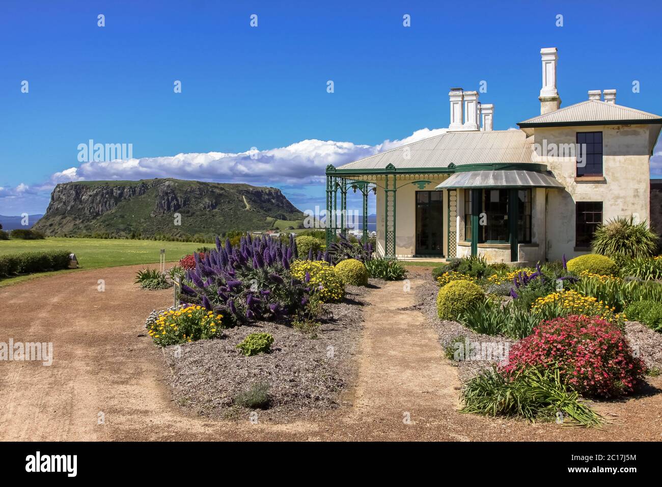 Highfield historischen Ort mit Blick auf den berühmten Wahrzeichen der Mutter, Stanley, Tasmanien Stockfoto